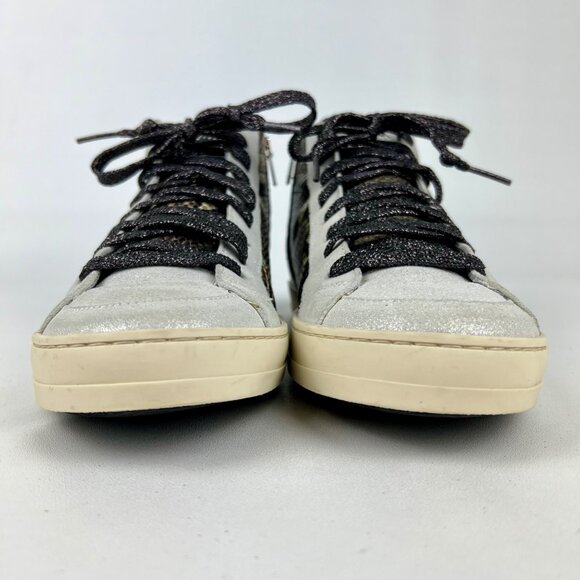 P448 Womens Skate High Top Sneakers Python Brown Snakeskin Glitter size 37 US 7 - Picture 5 of 16